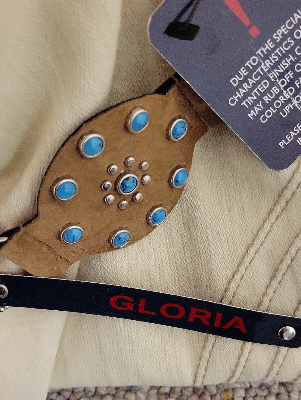 Gloria Cream Casual A-Line Skirt with Conch Belt Tassel Tie Sz 8. New Festival - Picture 5 of 5